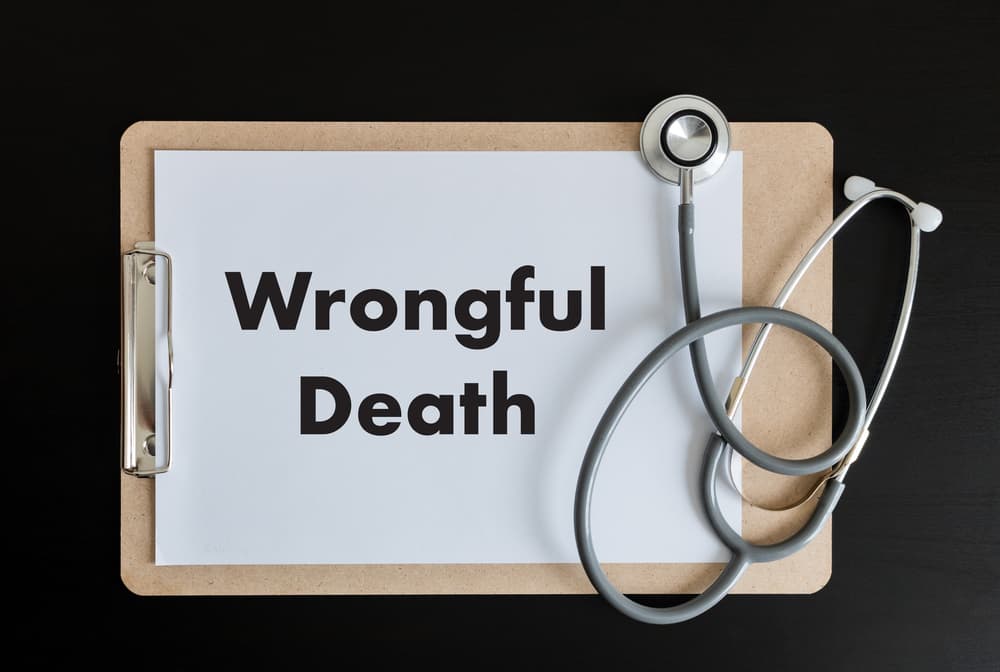 "Wrongful Death" written on a board